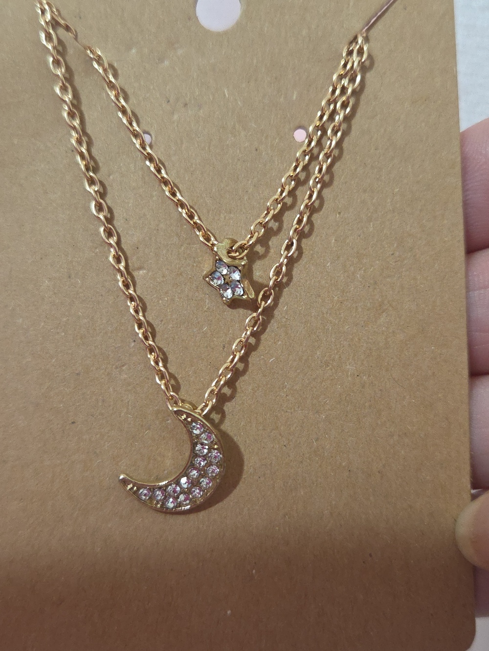 Rose Gold Moon and Star Necklace for women's